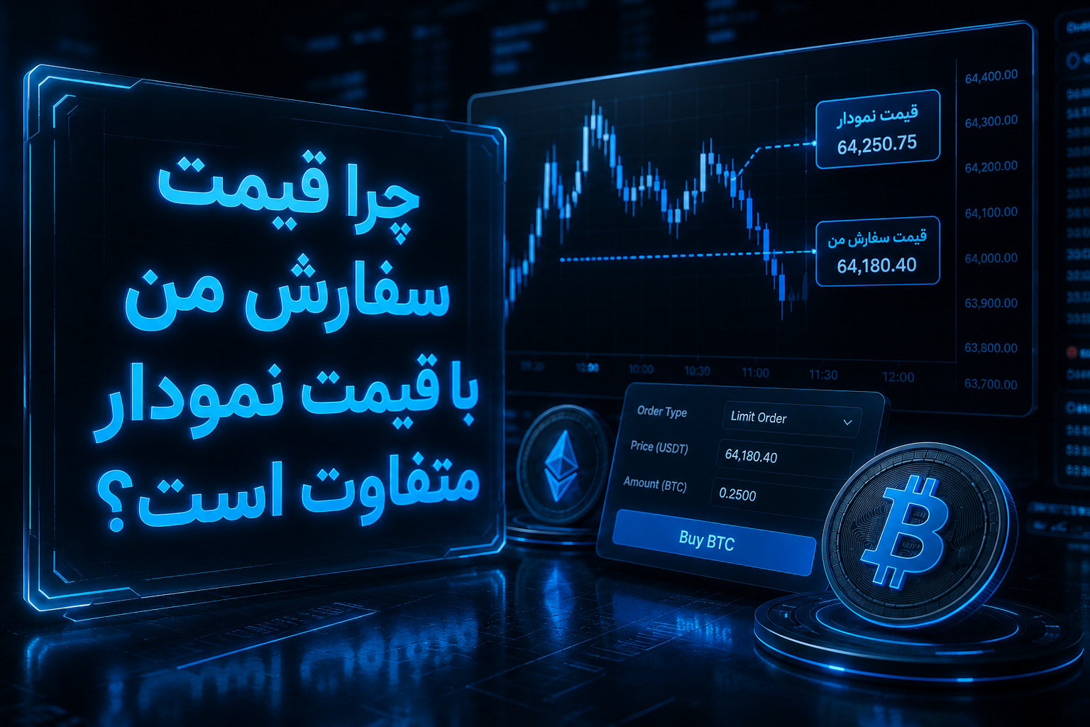 تفاوت قیمت سفارش و نمودار